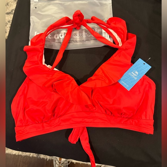 Cupshe Super Bloom Ruffled Bikini Top & Slim Sculpt Bikini Set Size Large NWT - Picture 3 of 12